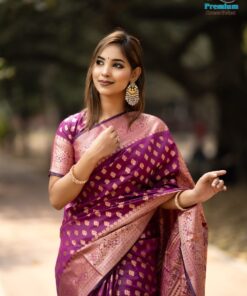 কাশ্মীরি কাঞ্জিভরম ব্লাউজ পিসসহ মেজেন্টা পরিমনি