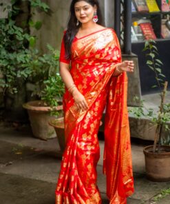 বিয়ের বেনারসি ব্লাউজ পিসসহ - লাল