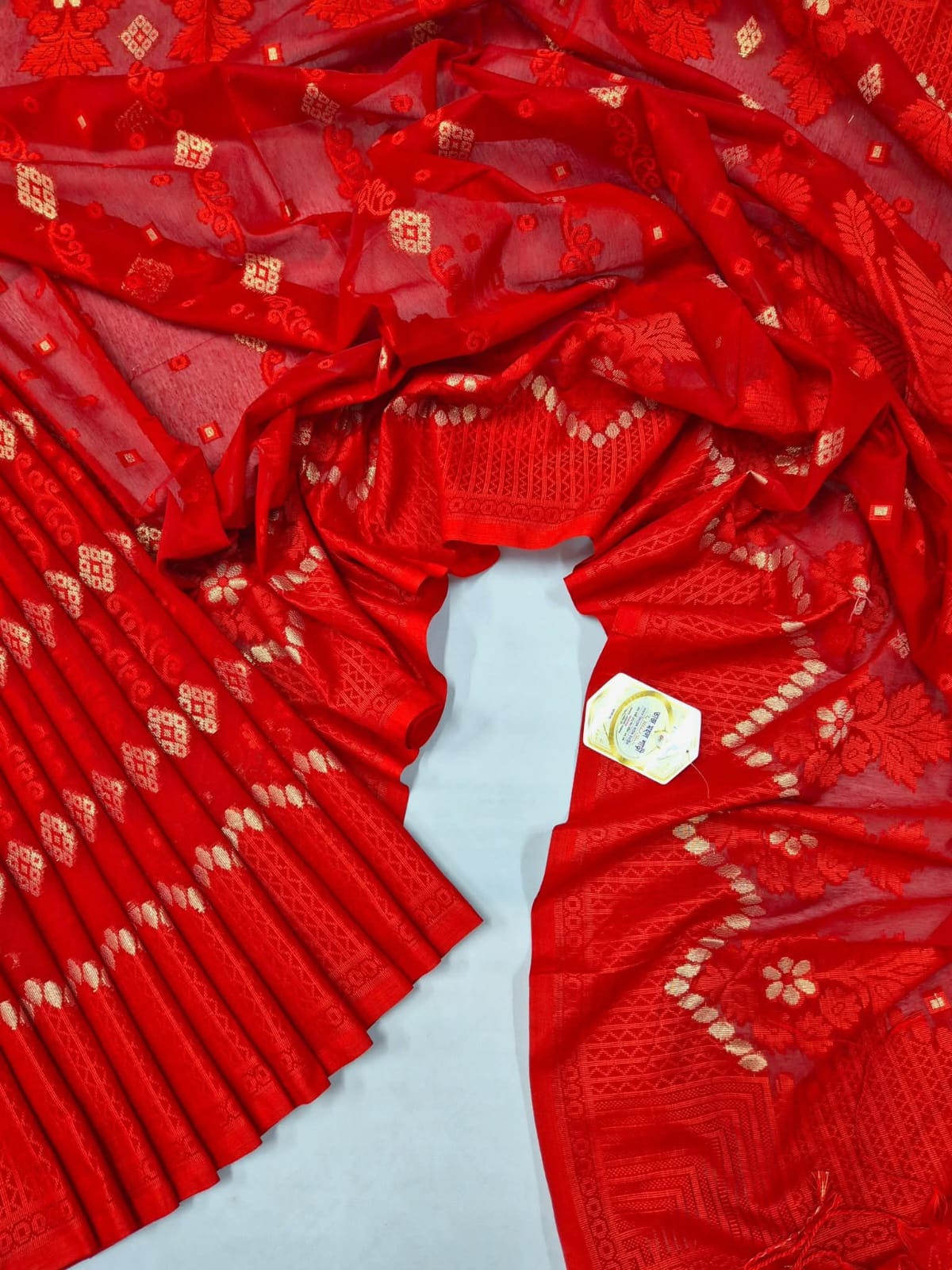 নিউ টেনসিল জরি জামদানি লাল
