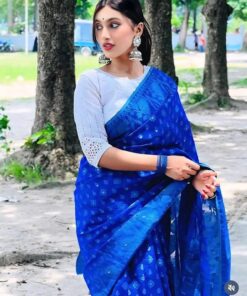 নাক ফুল জামদানী ব্লু
