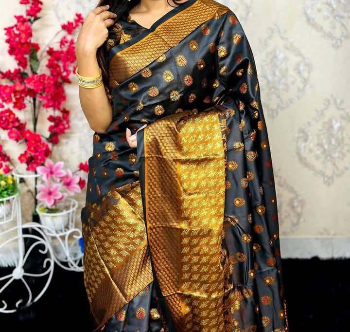 কমলিকা কাতান শুধু শাড়ি ব্লাক