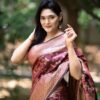 কাশ্মীরি কাঞ্জিভরম ব্লাউজ পিসসহ মেরুন +গোল্ডেন