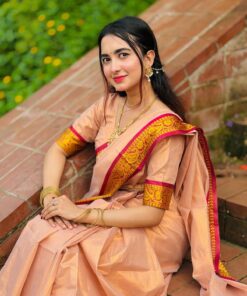 লামা সিল্ক রানিং ব্লাউজ পিছ সহ গোল্ডেন+মেরুন