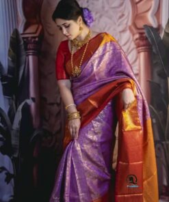 ভাইরাল কাঞ্জিভরম রানিং ব্লাউজ পিসসহ পার্পেল কালার