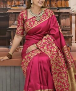 Premium Pure Katan Silk Saree ( deep pink )