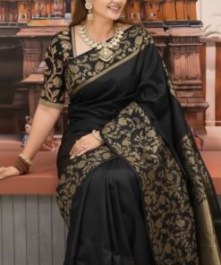 Premium Pure Katan Silk Saree (Black )